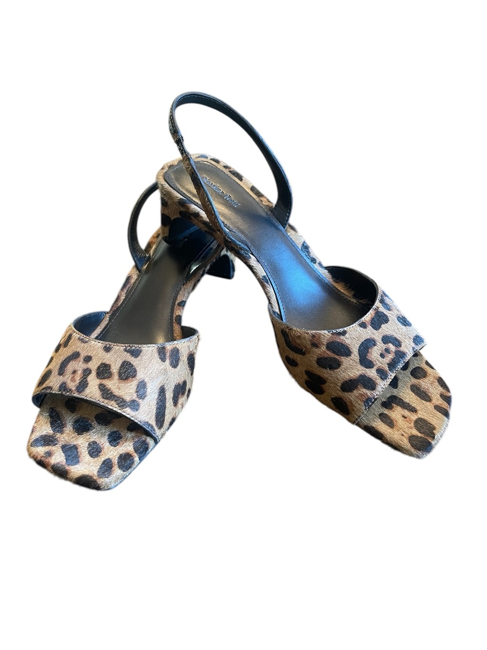 Massimo Dutti leopard-print square-toe slingback sandals size 11